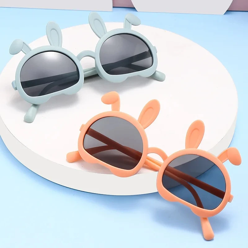 New Children's Rabbit shaped Sunglasses, Girl Brand Designer Cute Baby UV Protective Glasses