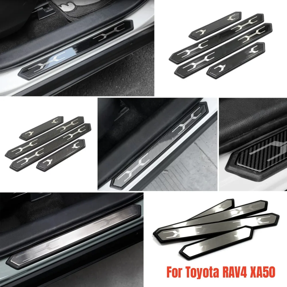 

For Toyota RAV4 2019 2020 2021 2022 2023 RAV 4 XA50 Hybrid ABS Car Threshold Door Sill Decoration Strip Welcome Pedals Cover Pad