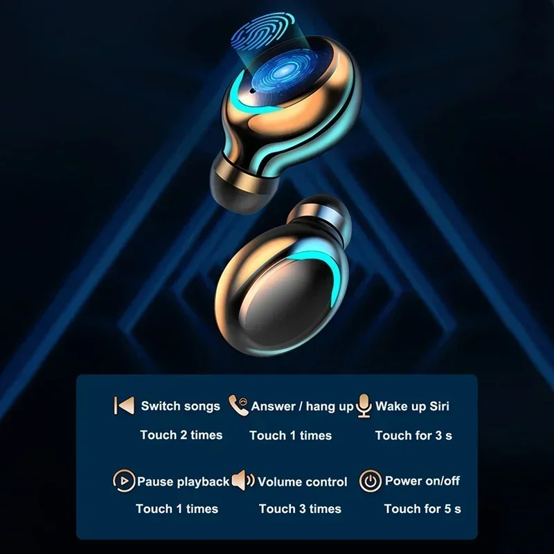 New F9 Bluetooth Headphones 9D Stereo High Bass Sport Earphones Handfree Touch Control Tws Wireless Earbuds Waterproof Headset 3