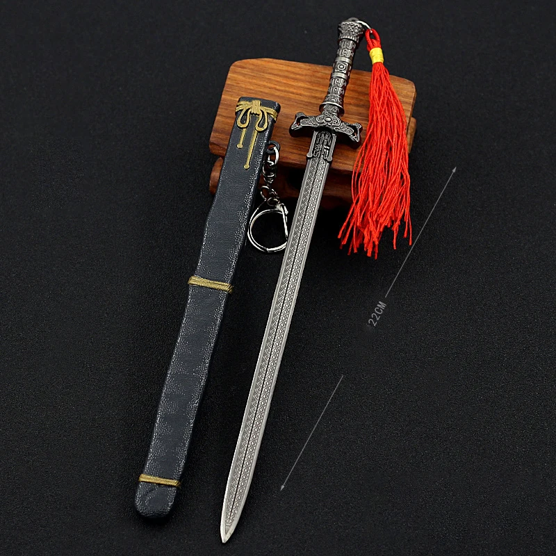 22cm Ancient Sword Model Keychain Game Anime Around Weapon Model With Scabbard Decorative Gift Action Figure Art Toys Collection