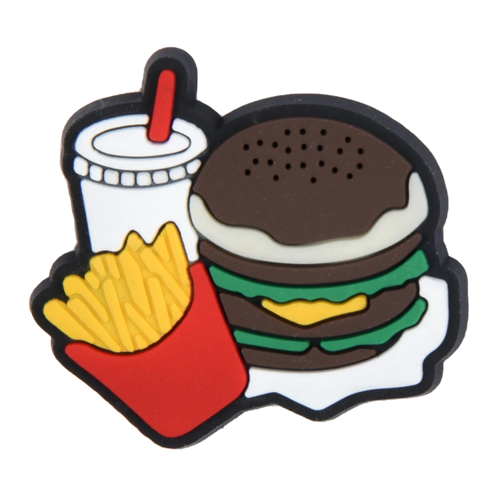 1 Pcs Fast Food Shoe Charms Burger Chicken Fries Drinks Shoes Decorations Clogs Sandals Bracelets Accessories Kids Party Gifts