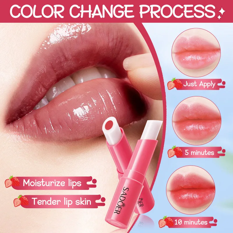 Nourishing Warm Changing Lipbalm Strawberry Long Lasting Water Lipstick Moisturizing Warm Changing Lipstick Korean Lip Care 4