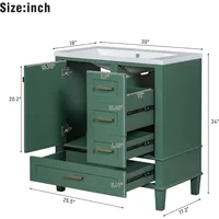 30" Bathroom Vanity, Modern Bathroom Cabinet with Sink Combo Set,Bathroom Storage Cabinet with a Soft Closing Door and 3 Drawers 2
