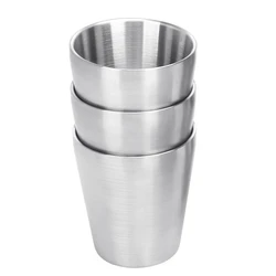 Stainless Steel Stackable Outdoor Camping Cup Set - Portable Travel Drinkware (3pcs) - 175ml (Set of 3 A)