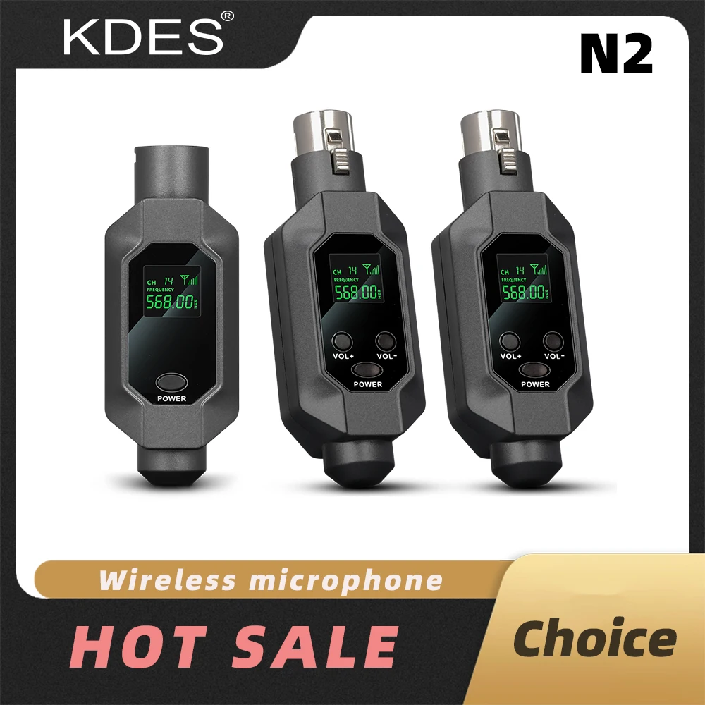 Wireless Microphone KDES N2 Wireless Microphone Converter XLR Transmitter and Receiver Wireless System for Dynamic