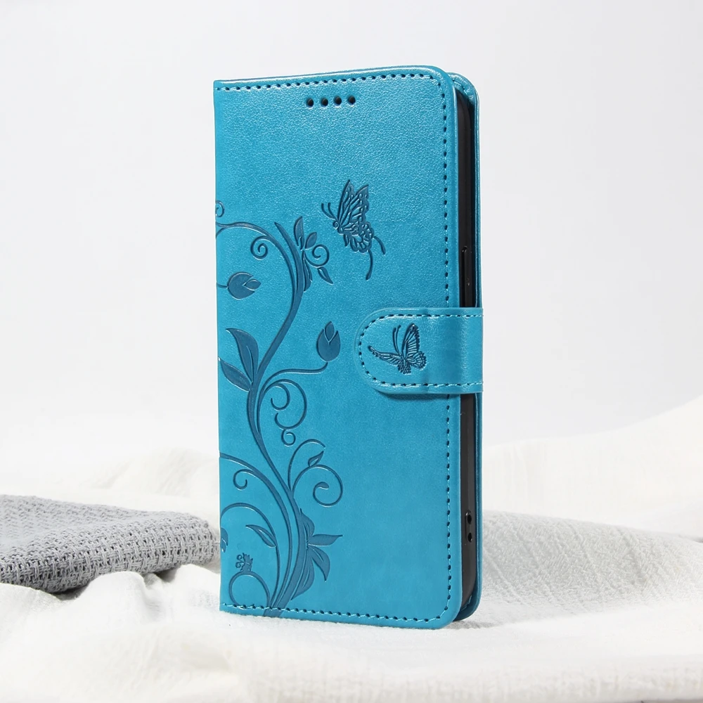Elegant Butterfly Flower Leather Magnetic Flip Wallet Case - Premium Design