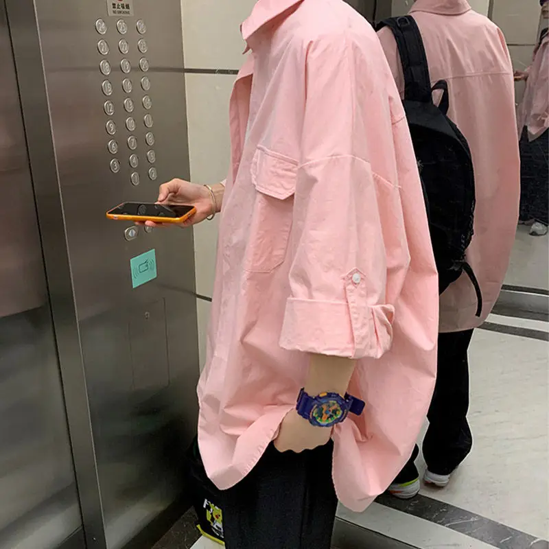 EBAIHUI Summer Short Sleeved Shirt Oversized Loose Versatile Men's Blouse Pocket Design Casual Korean Blusas Couple Coat