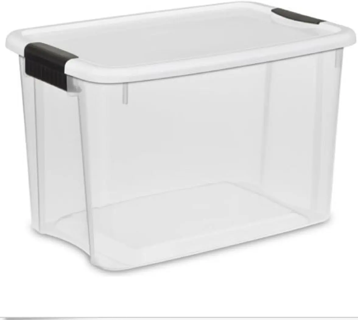 

Sterilite 30 Quart Ultra Latch Box, Stackable Storage Bin with Lid, Plastic Container with Heavy Duty Latches to Organize, Clear