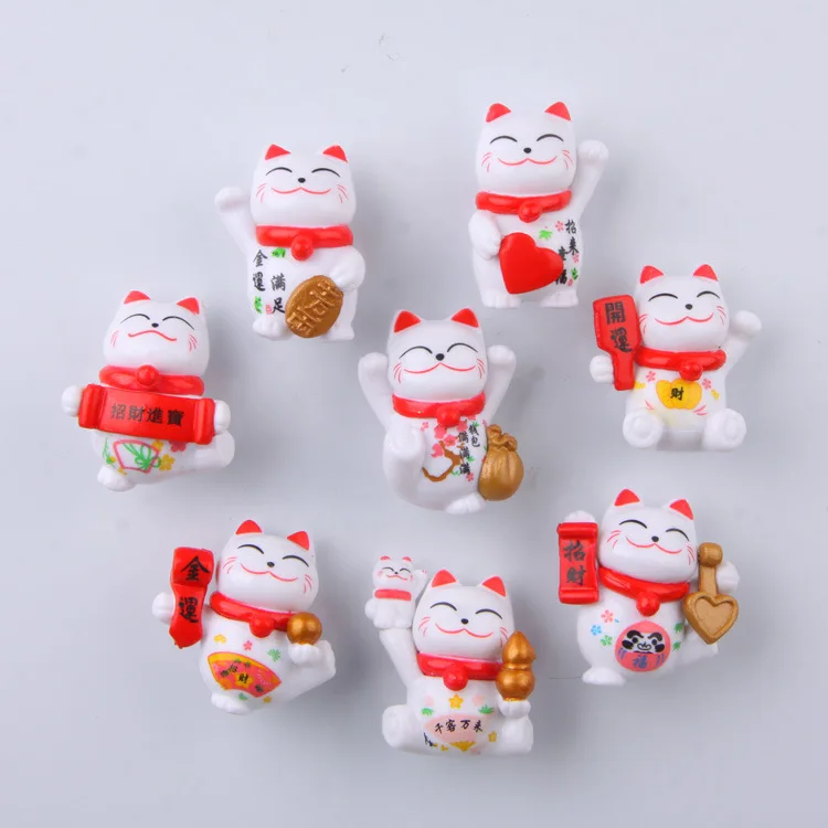

Магнит на холодильник Lucky Cat, 8 шт./компл., креативные Мультяшные милые миниатюрные магниты на счастье, подарок на Новый год, аксессуары для домашнего декора