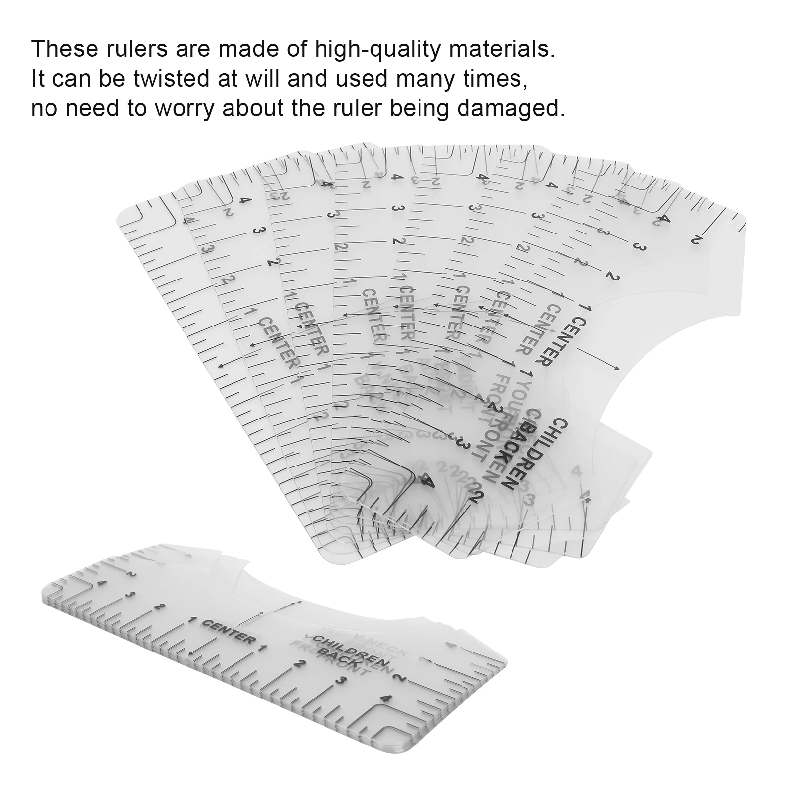 Tshirt  Ruler Alignment Tool Round Neck Calibration and Sewing Alignment Guiding For Clothing Design T‑shirt  Ruler