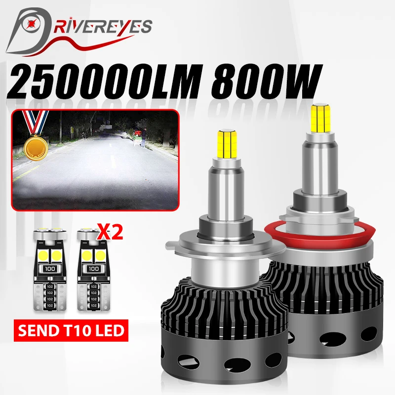 

360 H7 Led Canbus 250000LM 800W Car Headlight Bulbs H4 H11 H8 D2S D4S D2R D4R H1 HB3 9005 HB4 9006 9012 HIR2 Turbo Lamp For Lens