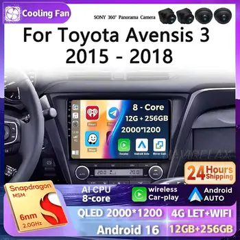 Android 16 Carplay Auto GPS per Toyota Avensis 3 2015 2016 2017 2018 Autoradio Multimediale 2 DIN Stereo Unità Principale con Bluetooth e Lettore Video