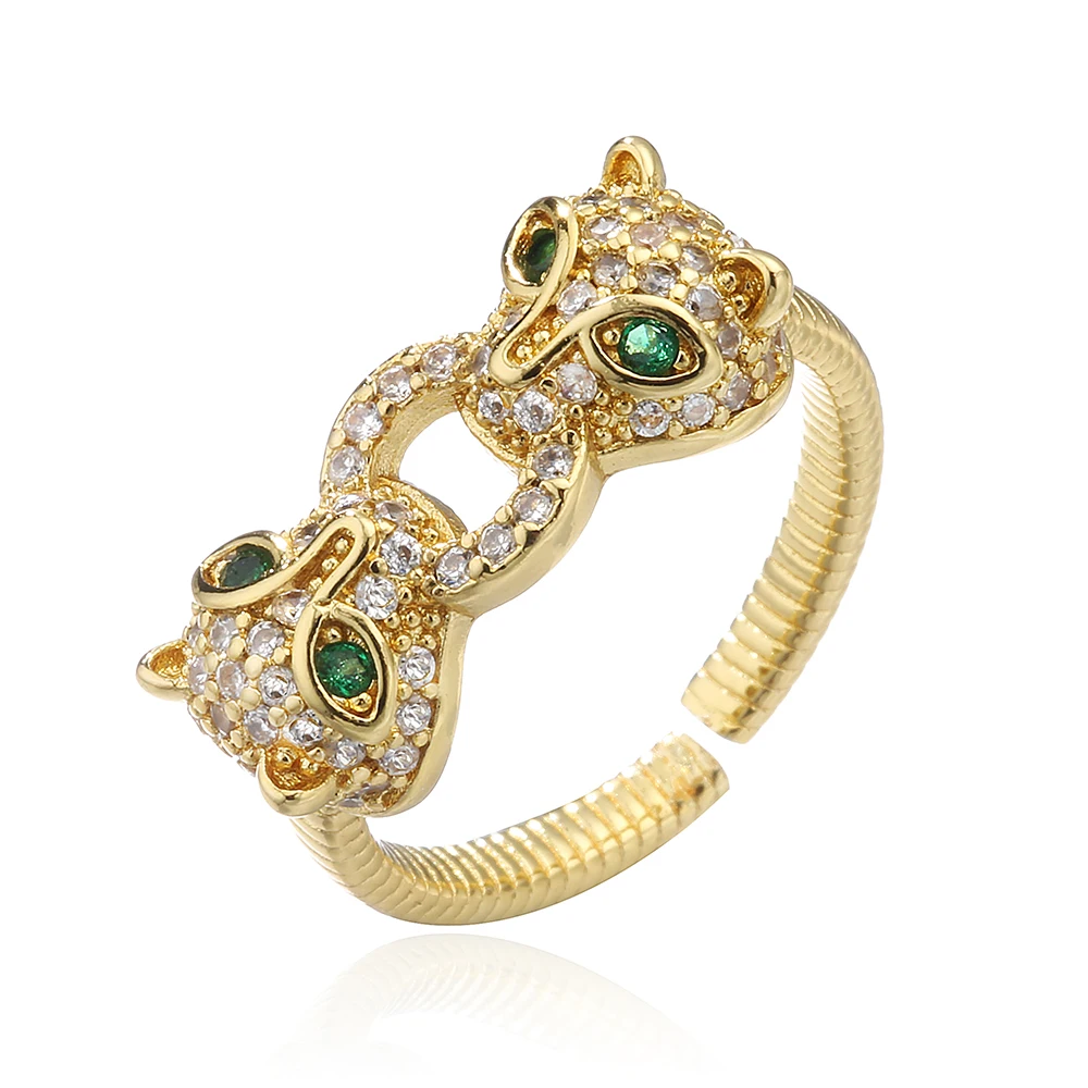 NEWBUY 2025 New Fashion Statement Big Animal Ring For Women Girl Party Jewelry Gold Color Hollow Leopard Open Ring finger ring jewelry accessories gold color ring gold color rings opening ring badminton t shirt
