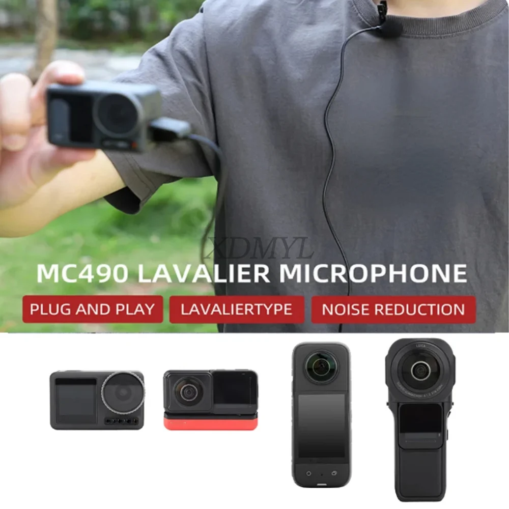 Sunnylife 1.5M Lavalier Microphone for Insta360 X4/Ace Pro Panoramic Camera Recording Microphone Type-C for DJI Action 5 Pro/X4 action camera accessory