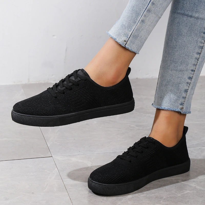 

Black Womens Shoes Fashion Ladies Mesh Sneakers Spring Autumn New Breathable Wear-resistant Woman Flat Shoes Zapatillas De Mujer