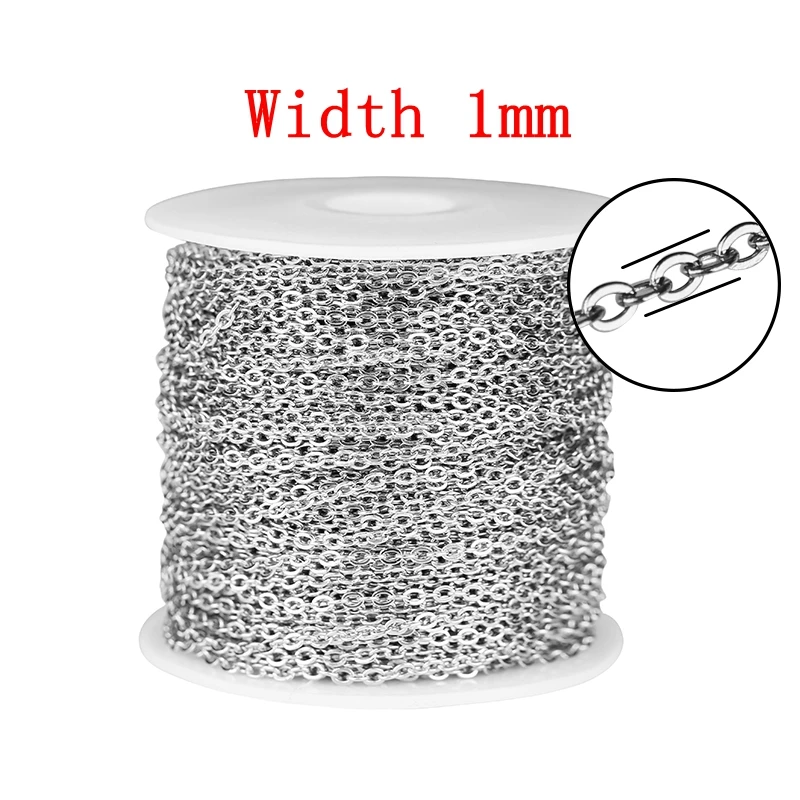 Stainless Steel Rose Gold Link Chain Necklace - 2 Meters, 1-3mm, Bulk for DIY Jewelry Making Supplies Wholesale