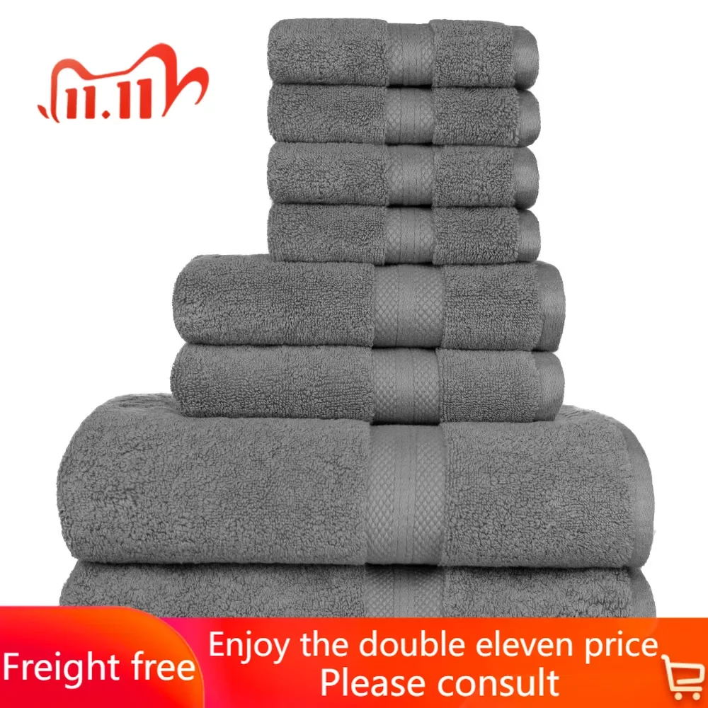 

Bathroom Towel Set Sarajane 800 GSM Solid 8 Piece Bath Towel Set In Rainy Day
