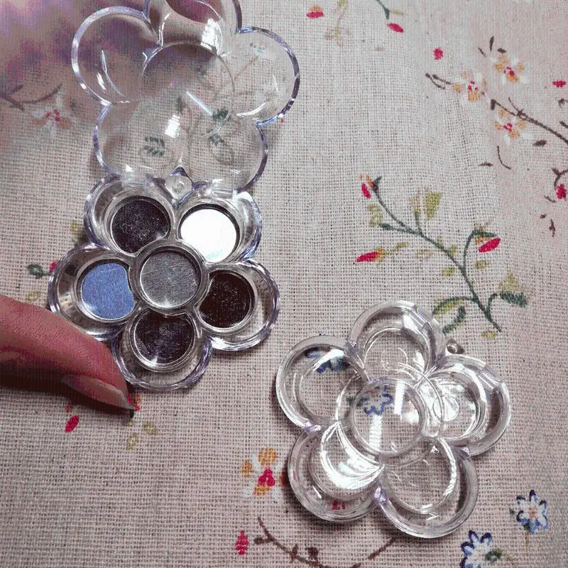 

6 Grids Plum Blossom Flower Empty Eyeshadow for Case Transparent Plastic D