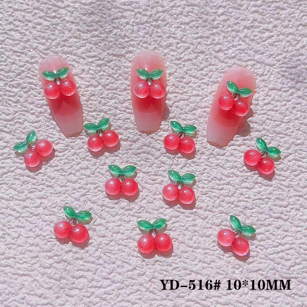 10pcs 체리 딸기 네일 매력 부품 3D 달콤한 빨간색 귀여운 수지 과일 네일 아트 장식 액세서리 매니큐어 DIY 쥬얼리