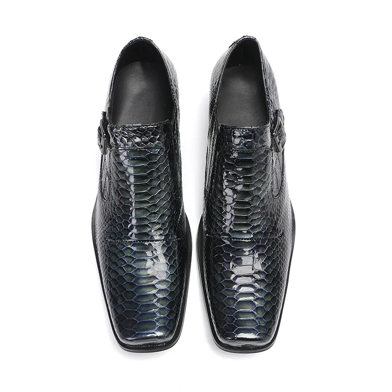 Chaussure Hommes Designer Black Square Toe Office Business Formal Shoes Male Slip on Wedding Party Dress Shoes Men Leather