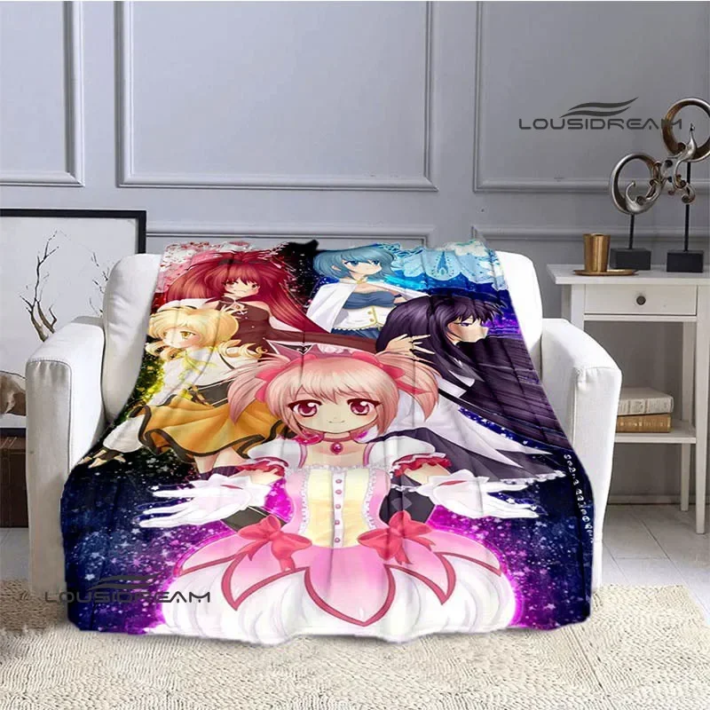 Puella Magi Madoka Magica Cartoon printed blankets Flange Warm blanket picnic blanket Soft and comfortable blanket Birthday Gift 2