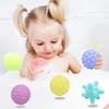4/6Pcs Pool Toys Rubber Soft Ball Set Develop Baby Tactile Senses Toy Baby Touch Hand Training Massage Ball Rattle Activity Toy 1
