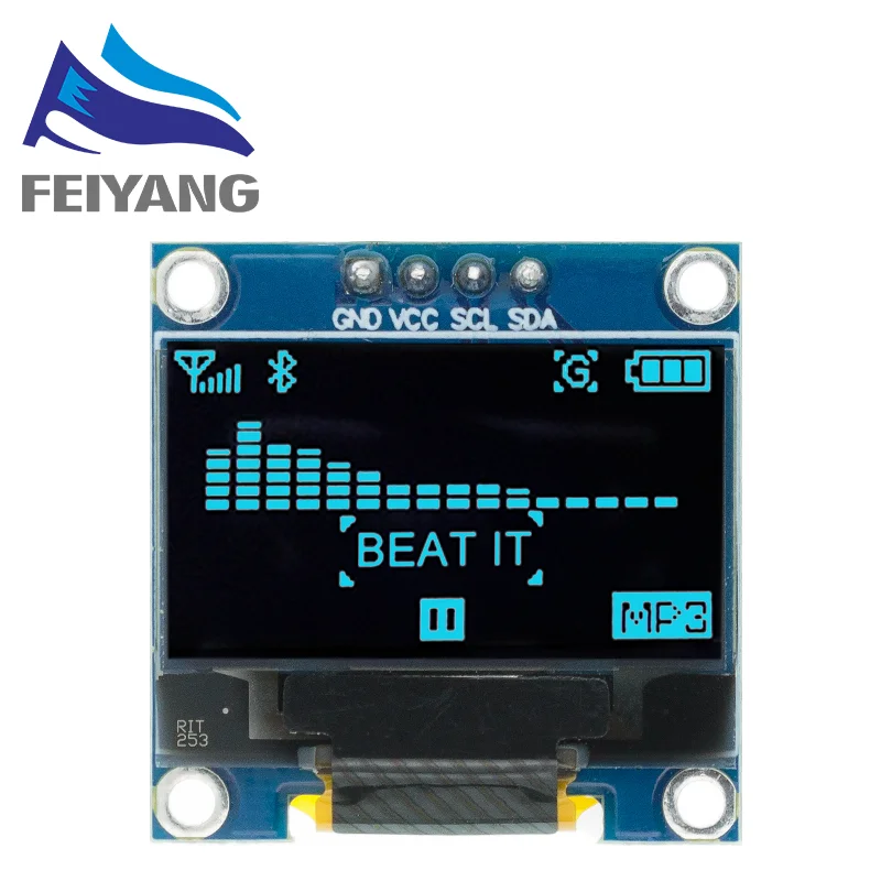 4pin 7pin SSD1306 White/Blue/Yellow Blue color 0.96 inch 128X64 OLED ...