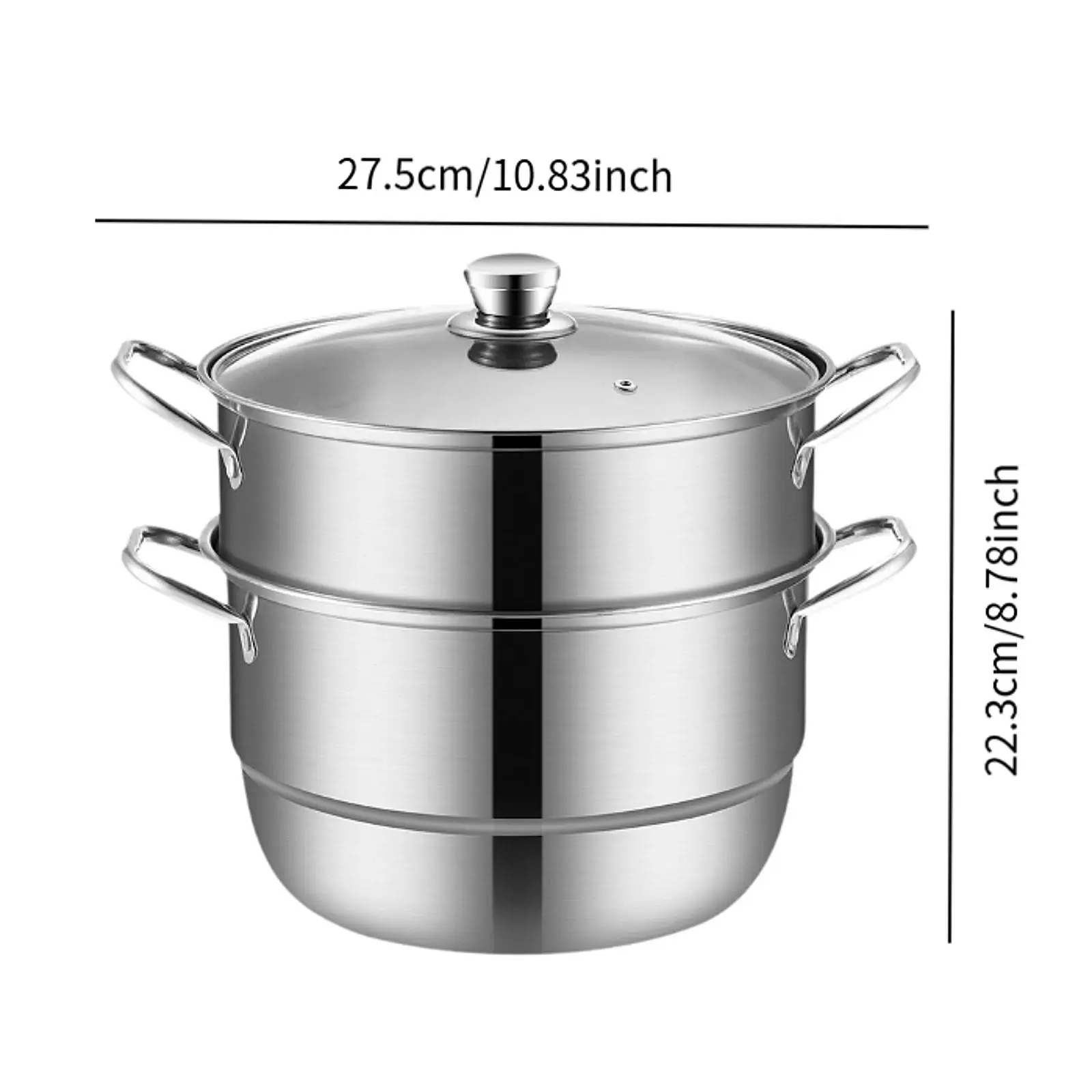 2/3 Tiers Stainless Steel Steamer Overlapping Steaming Pot Cookware Steamed Fish cooker General Induction Cooker Cooking Pan