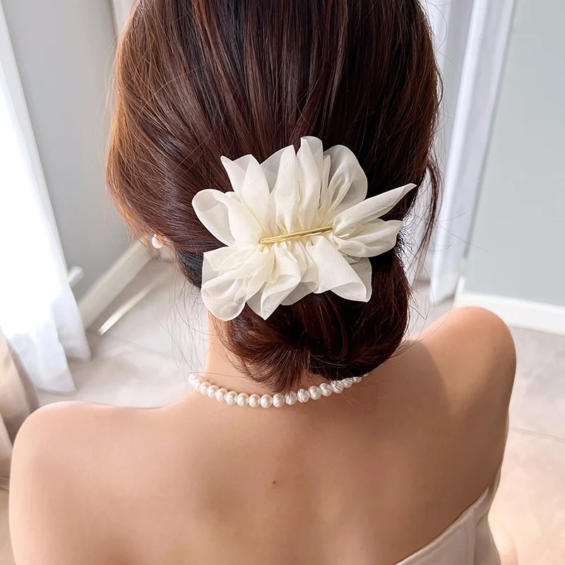 New Woman Super Fairy Temperament Chiffon Hairpins Ladies Hairgrip Spring Hair Clips Barrettes Gilrs Fashion Ornaments Headwear 13cm woman super large rectangle frosted hair claw barrettes fashion girl hair clips crab headwear ladies hair accessories