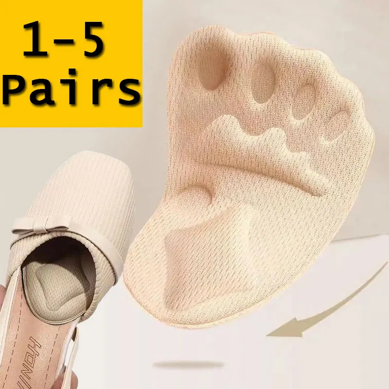 1-5pairs Forefoot Pads Women High Heels Non-slip Pain Relief Insert Half Insoles Front Foot Cushion Foot Care Shoe Pads Insole