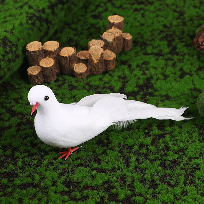 

Artificial White Pigeon For Wedding Home Garden Decoration Simulation Foam Feather Birds Spread Wings Peace Dove Handcrafts