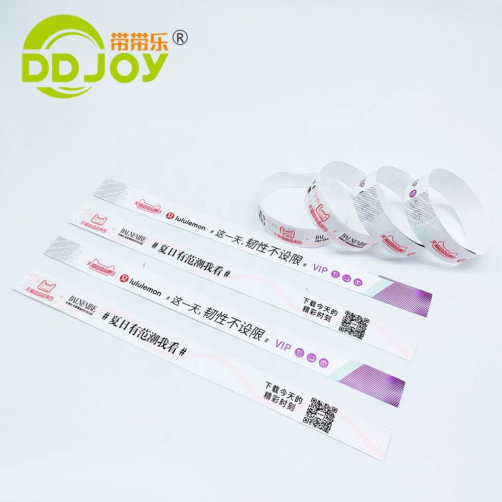 DDJOY One time use Tyvek Band Paper Wristbands Promotional Printed Waterproof Wristband for Event