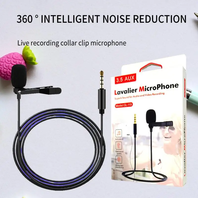 

Mini Portable Lavalier Microphone For Live Streaming Eating Broadcasts Phone And Computer Recording With Noise Reduction Clip On