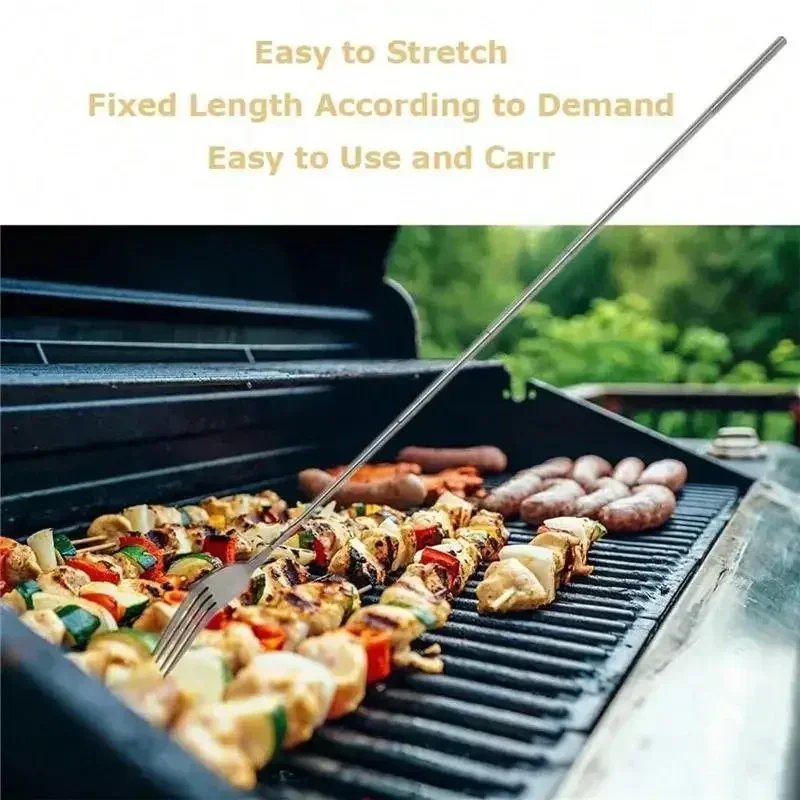 Stainless Steel Cutlery Fork Tableware Bento Box Retro Fork BBQ Telescopic Extendable Dinner Fruit Dessert Long Handle fruit fork,portable cutlery,expandable fork