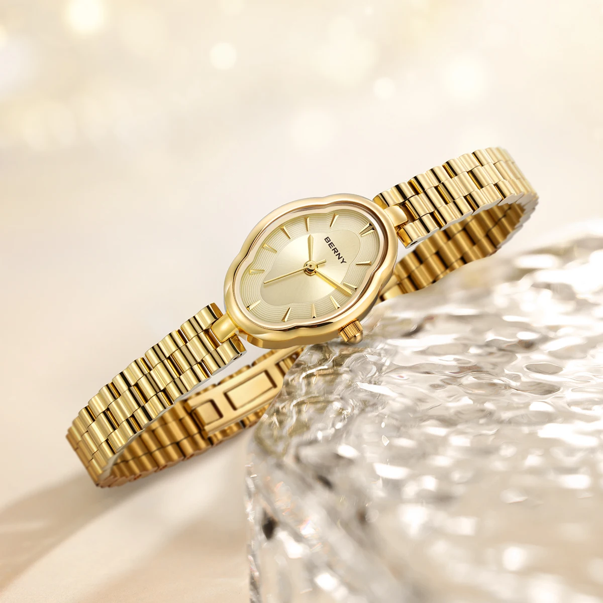 Women's Watches Gold Full Stainless Steel Quartz Watch Elegant Casual Waterproof Ladies Dress Wristwatch