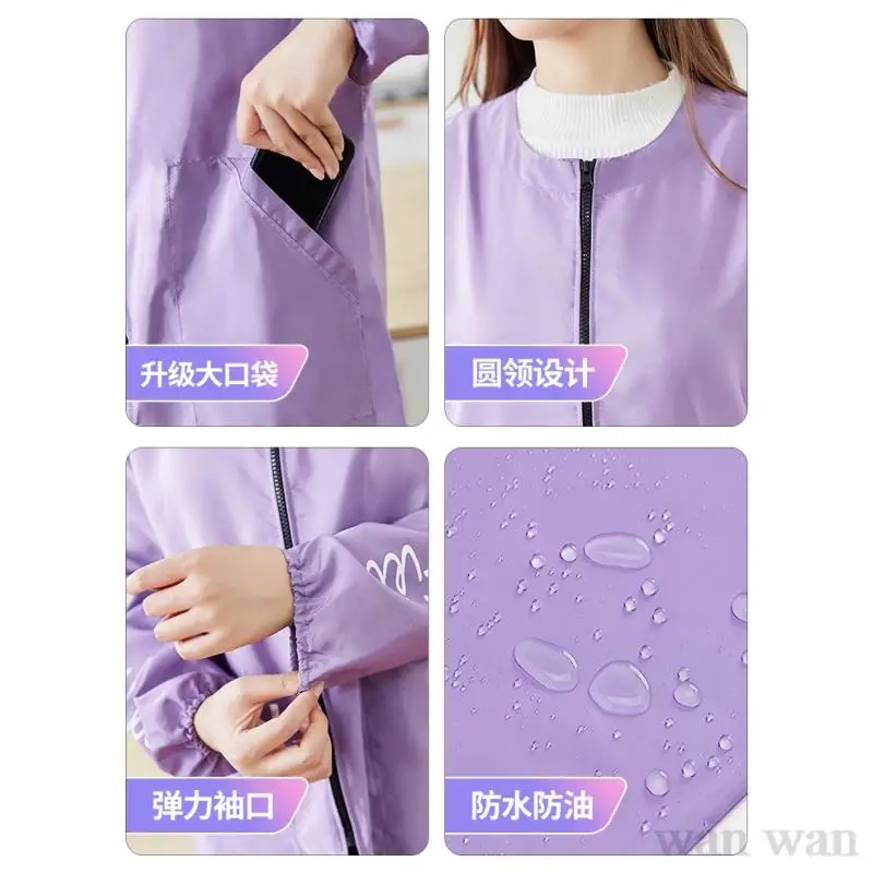 New Waterproof Work Clothes Pet Shop Uniforms Beauty Salon Long Sleeve Apron Barber Shop Anti Hair Smock Cooking Oil Proof Gown 2