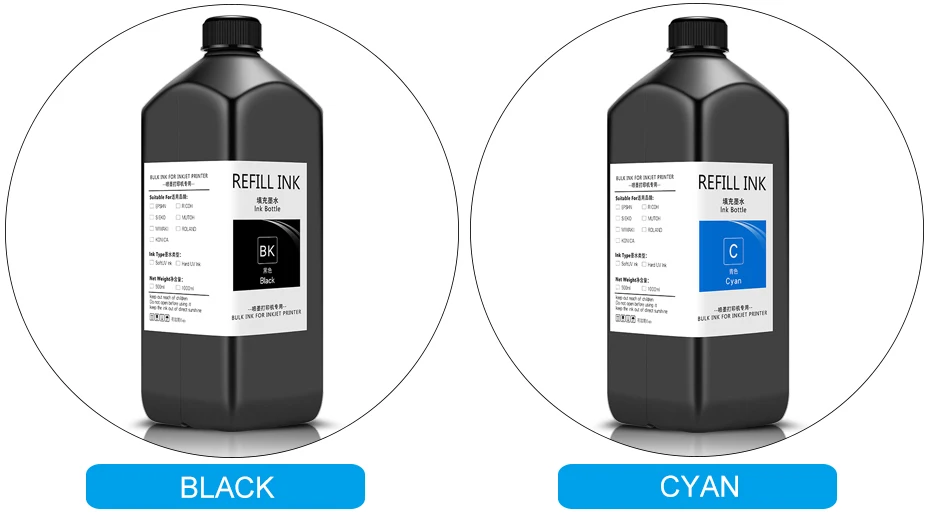 Description Picture 2 of item1000ML/Bottle UV DTF Ink and Varnish for UV DTF Film A B for Epson Printer XP600 TX800 1390 L800 L1800 L805 UV Ink Refill kit