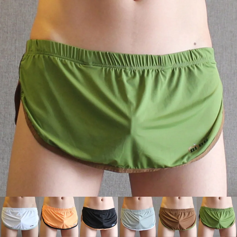 

Mens Split Side Boxer Pouch Shorts Gay Lingeries Sexy Penis Pouch Segmentation Underwear Boys Comfy Beach Trunks Underpants