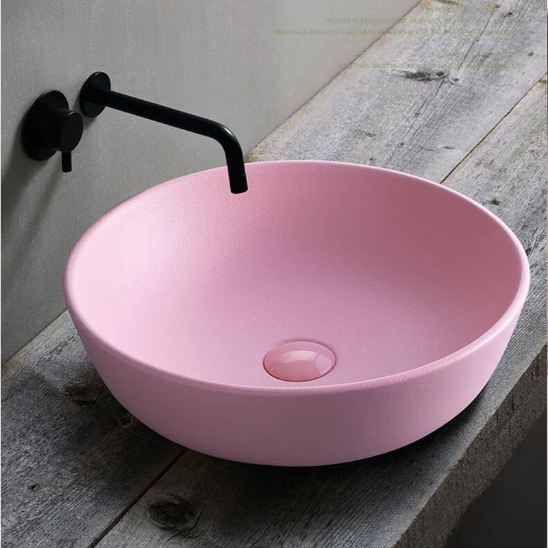 Simple Household Ceramic Washbasin Toilet Bathroom Small Utensils Sink Bowl Pink Basin Washbasin Bathroom Sink 2