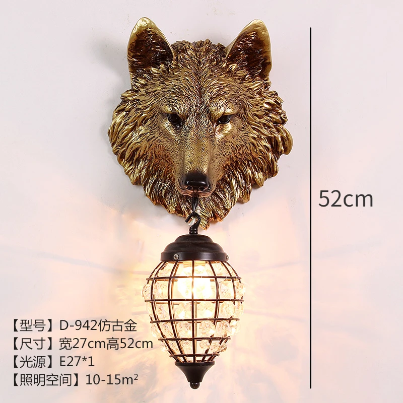 Nordic Resin Wolf Head Wall Lamp Designer Animal Lamp Stair
