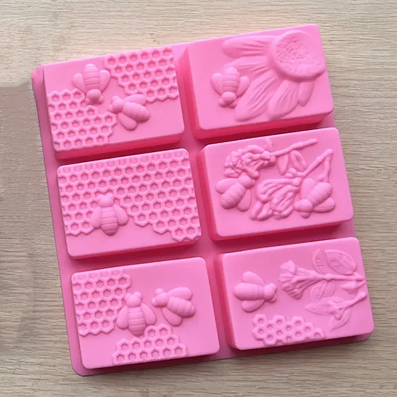 

Силиконовая форма для мыла с 3D Пчелкой и сотами, квадратные овальные принадлежности для мыла «сделай сам», украшения для шоколадного торта ручной работы, инструменты для выпечки