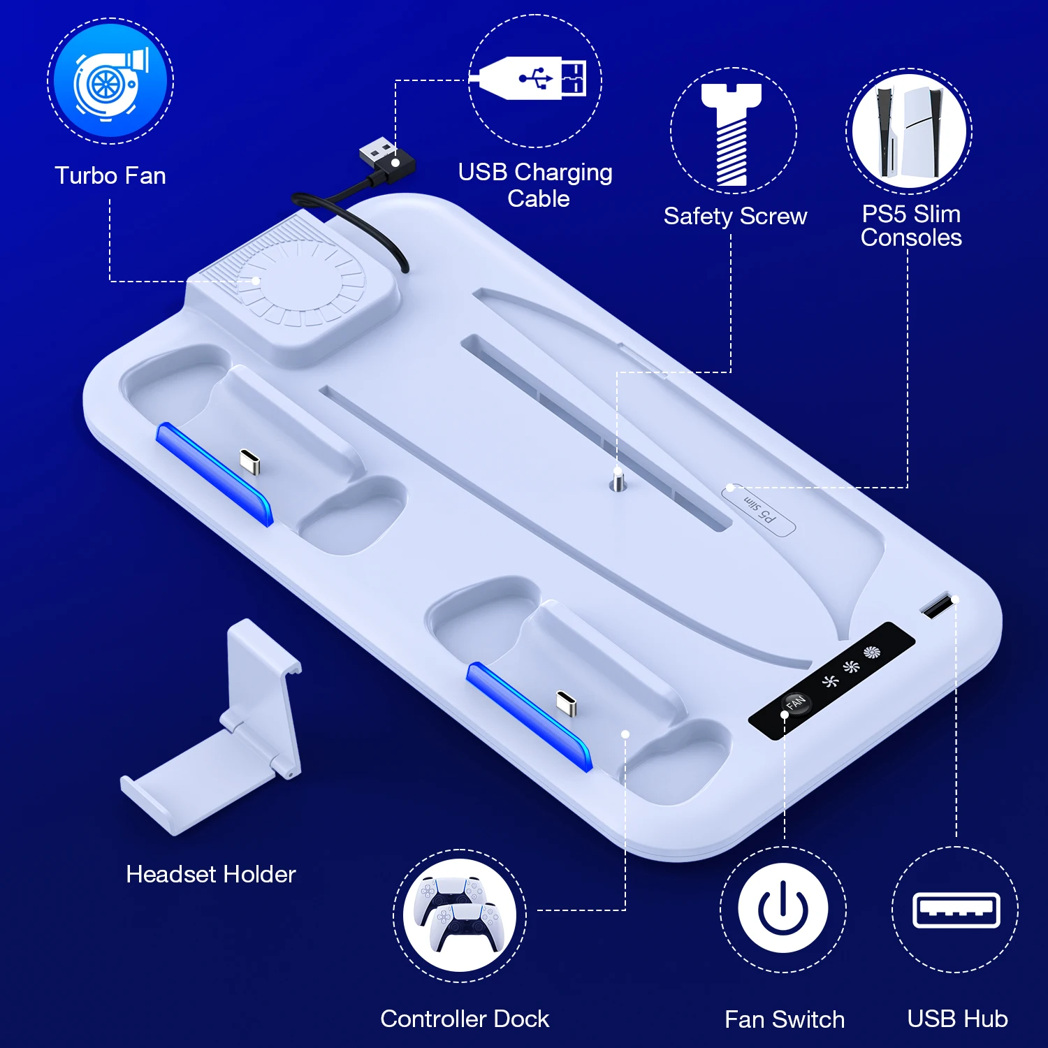 DinoFire محطة تبريد عمودية سريعة الشحن لأقراص PS5...