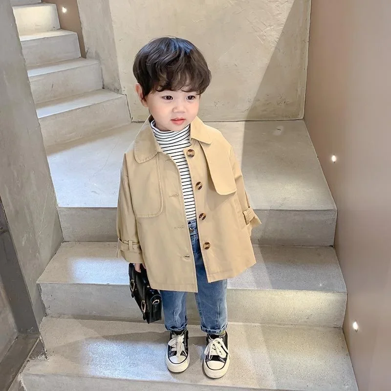 Fashion Baby Girl Boy Trench Cotton Infant Toddler Kid Windbreak Jacket Autumn Spring Child Dust Coat Baby Outwear Clothes 1-7Y