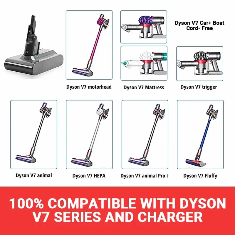 Rechargeable battery Vacuum cleaner battery Battery replacement New 21.6V 12800mAh Li-lon Battery For Dyson V7 Animal Pro Vacuum Cleaner
