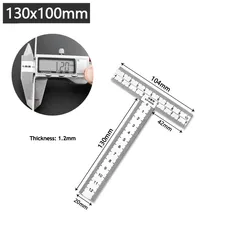 Integrated Stainless Steel T - shaped Engineering Ruler with 90° Right Angle and Enhanced Thickened Scale (130x100mm)