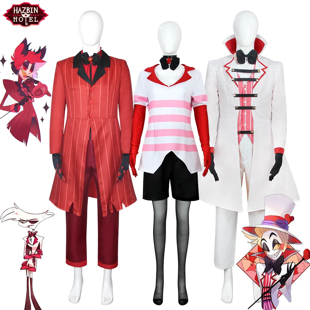 

Hazbin Cosplay Hotel Alastor Costume with Wig Red Jacket Uniform Suit Full Set of Halloween Carnival Birthday Party Dress