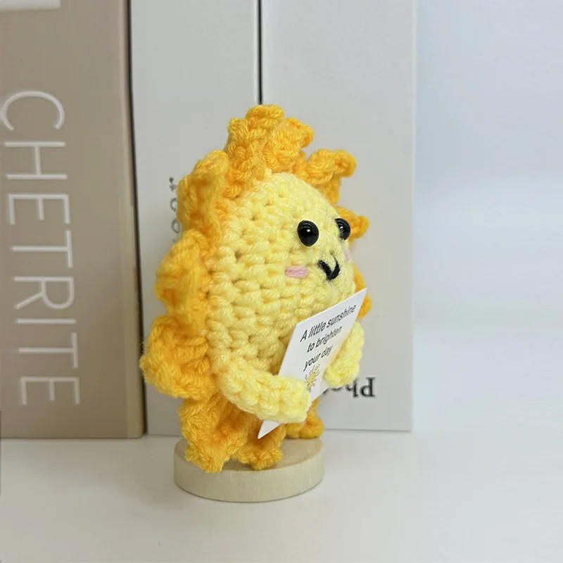 Funny Positive Crochet Sunshine Doll Desktop Ornament Handmade Cheer Emotional Support Positive Sun with Card Home Party Decor 5 Sdcb743f4b8414e78bb9337e4b5f1fce8G