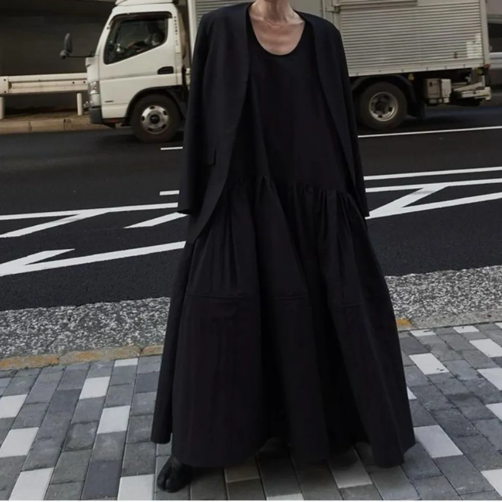 Kuzuwata New Sleeveless Collarless Slim Fit Dress Loose Big