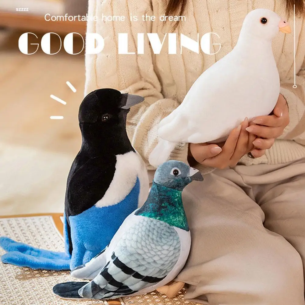 Plush Toy Plush Doll Toy Plush Doll Doll Toy Realistic Pigeon Plush Toys Soft Lifelike Grey And White Pigeons Birds Stuffed Animal Toy Collection And Gifts