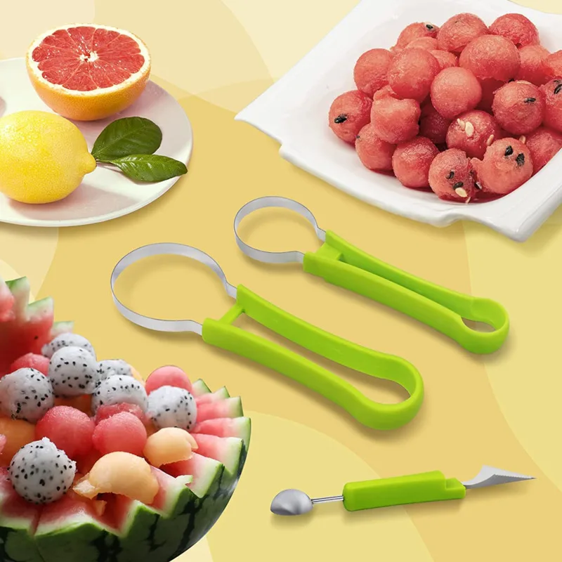 Melon Baller Scoop Set, 4 in 1 Stainless Steel Fruit Scooper Fruit Carving  Tools Set Watermelon Slicer for Ice Cream Vegetable Cantaloupe Melon 